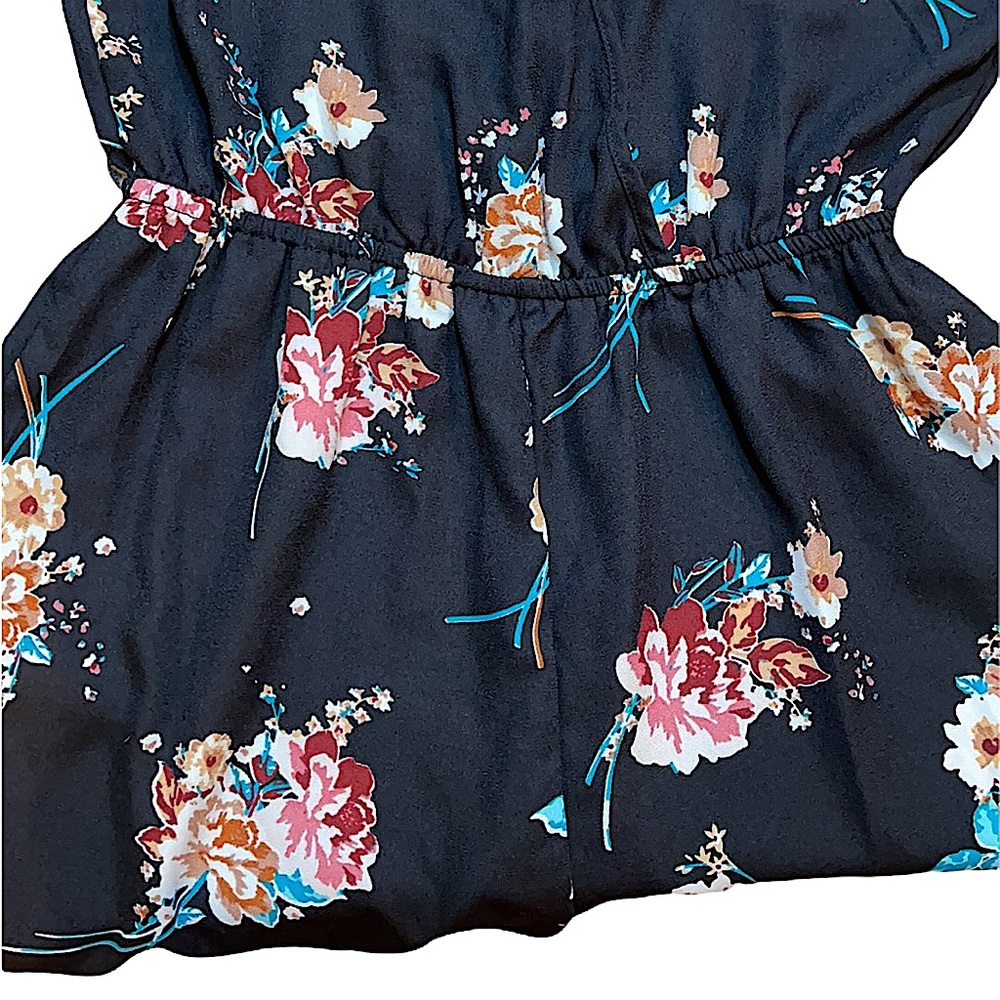 Band of Gypsies Romper Black w/ Floral Print S - Picture 4 of 12